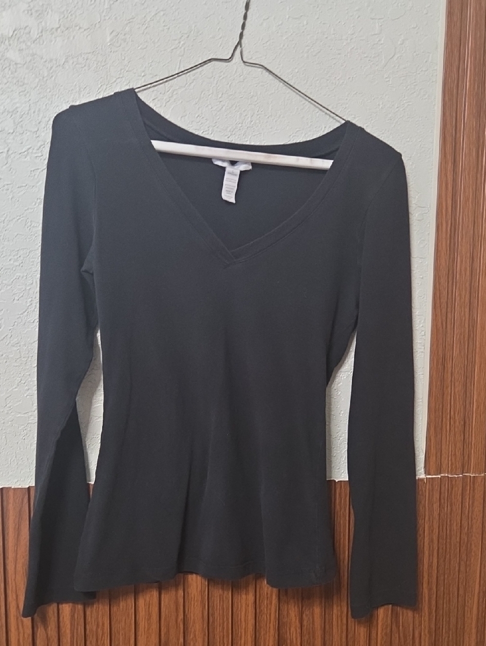 Ambiance Black V-Neck Long Sleeve Top Large Size [0113]